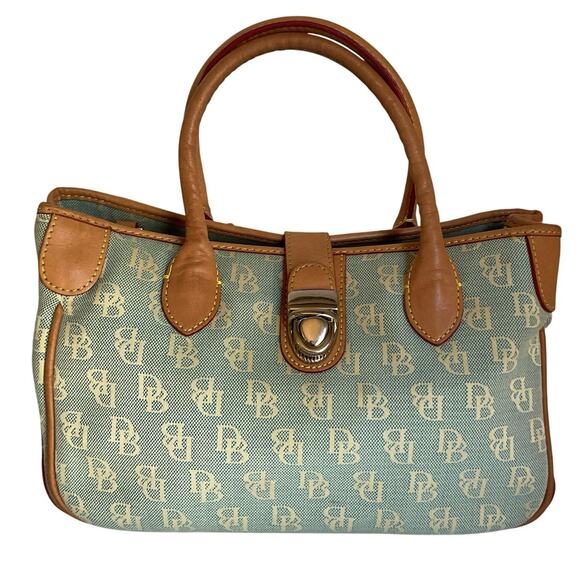 Vintage Dooney & Bourke DB Monogram Canvas Satchel - Picture 1 of 13